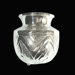 125 grams Pure Silver Fancy Embossed Kalash Lota - Embossed Peak Henna Design