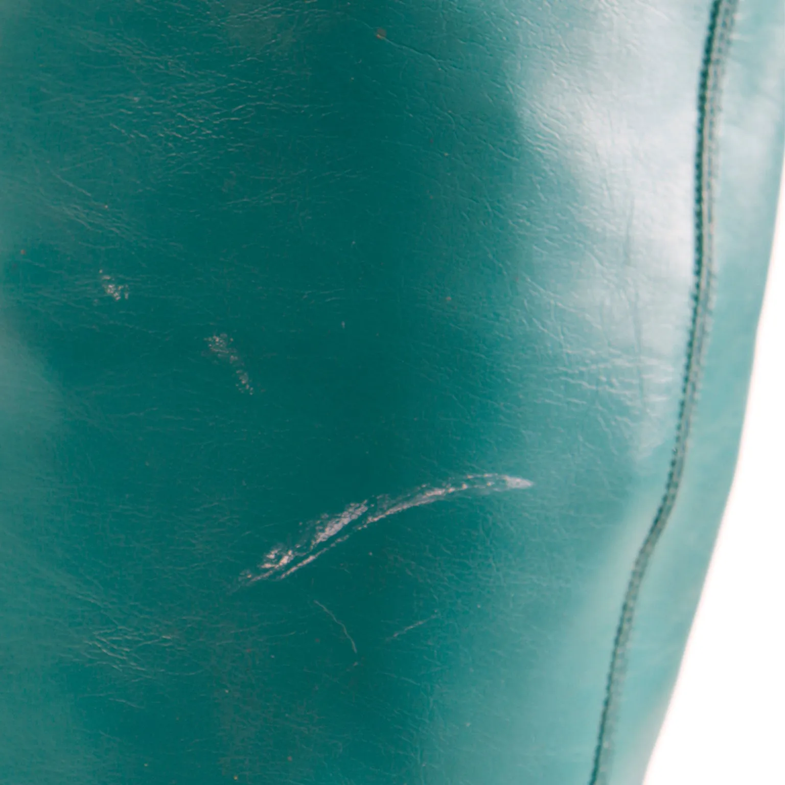 1970s French Vintage Green Thigh High Stretch Vegan Leather Boots