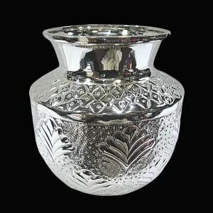 500 grams Pure Silver Fancy Embossed Kalash Lota - Embossed Plant Galaxy Design