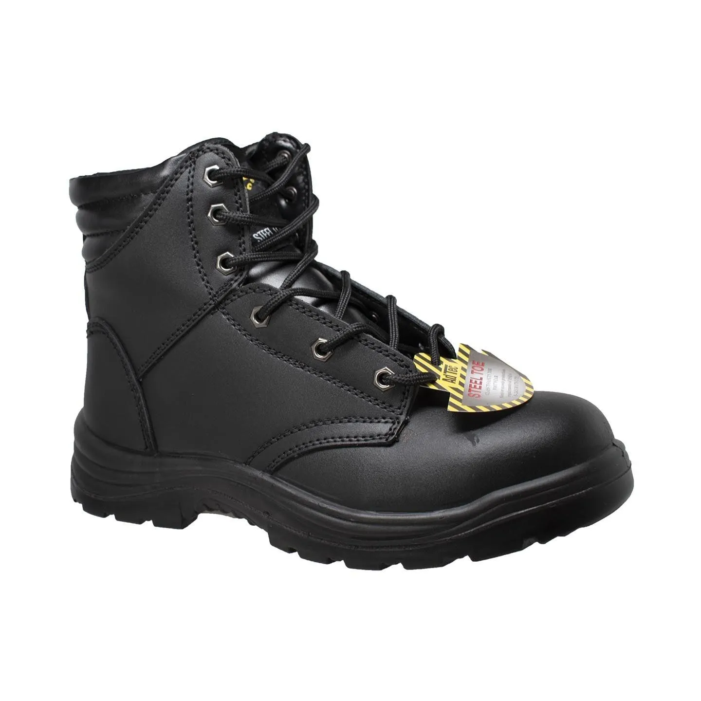 AdTec Mens 6" Steel Toe Work Boot Black