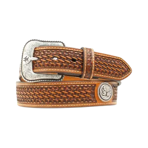 Ariat Men's Brown Leather Basketweave and Concho Western Belt