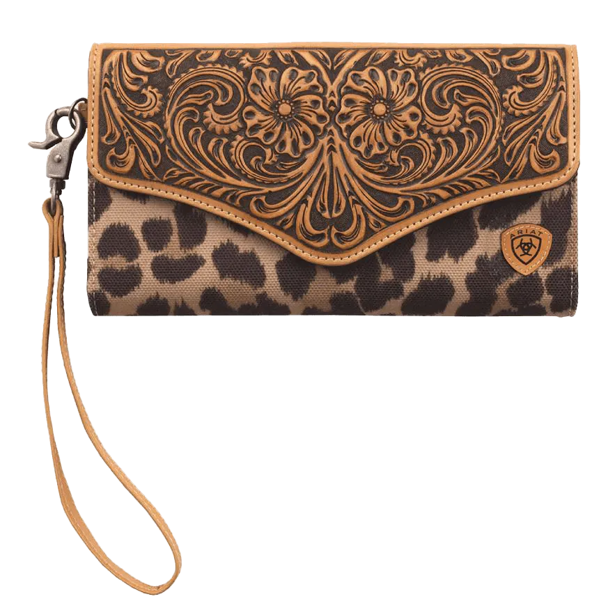 Ariat Women's Tooled Leopard Tan Clutch