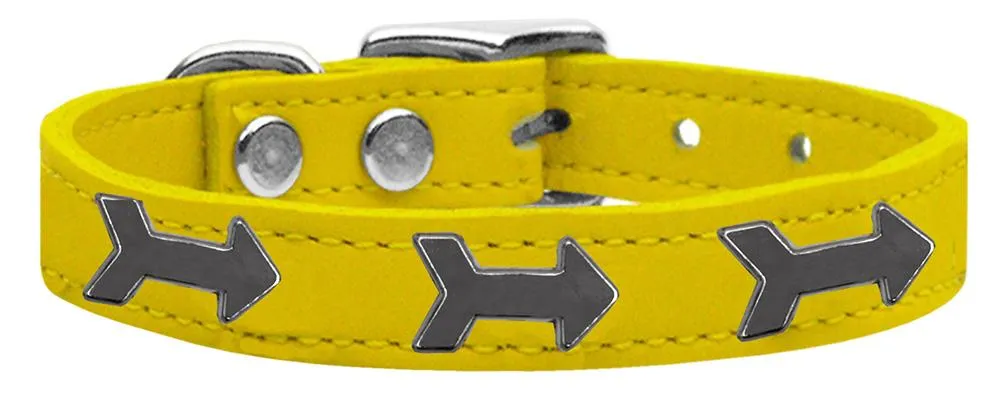 Arrow Widget Genuine Leather Dog Collar Yellow 10