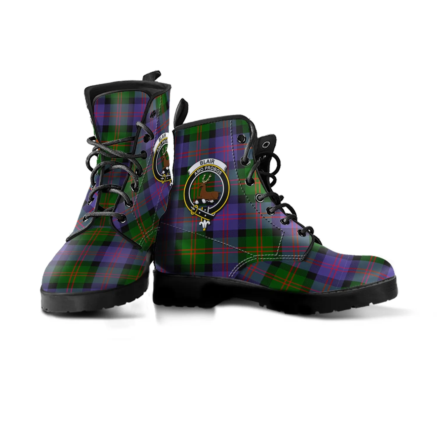 Blair Modern Tartan Leather Boots with Family Crest