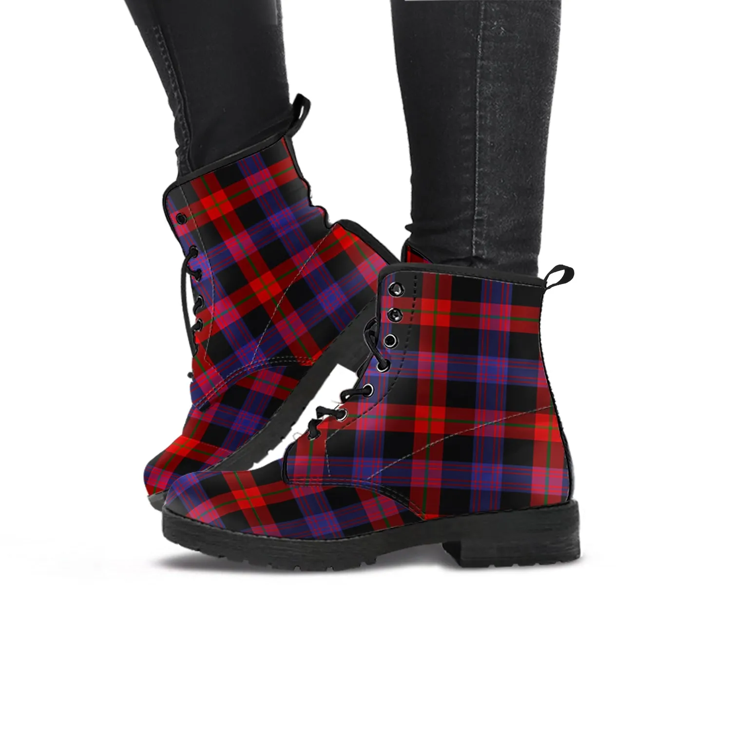 Broun Modern Tartan Leather Boots