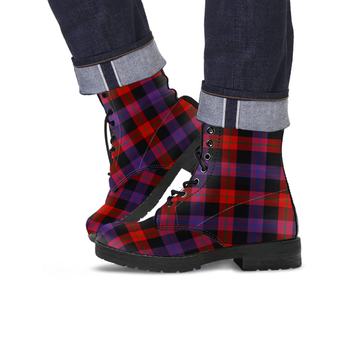 Broun Modern Tartan Leather Boots