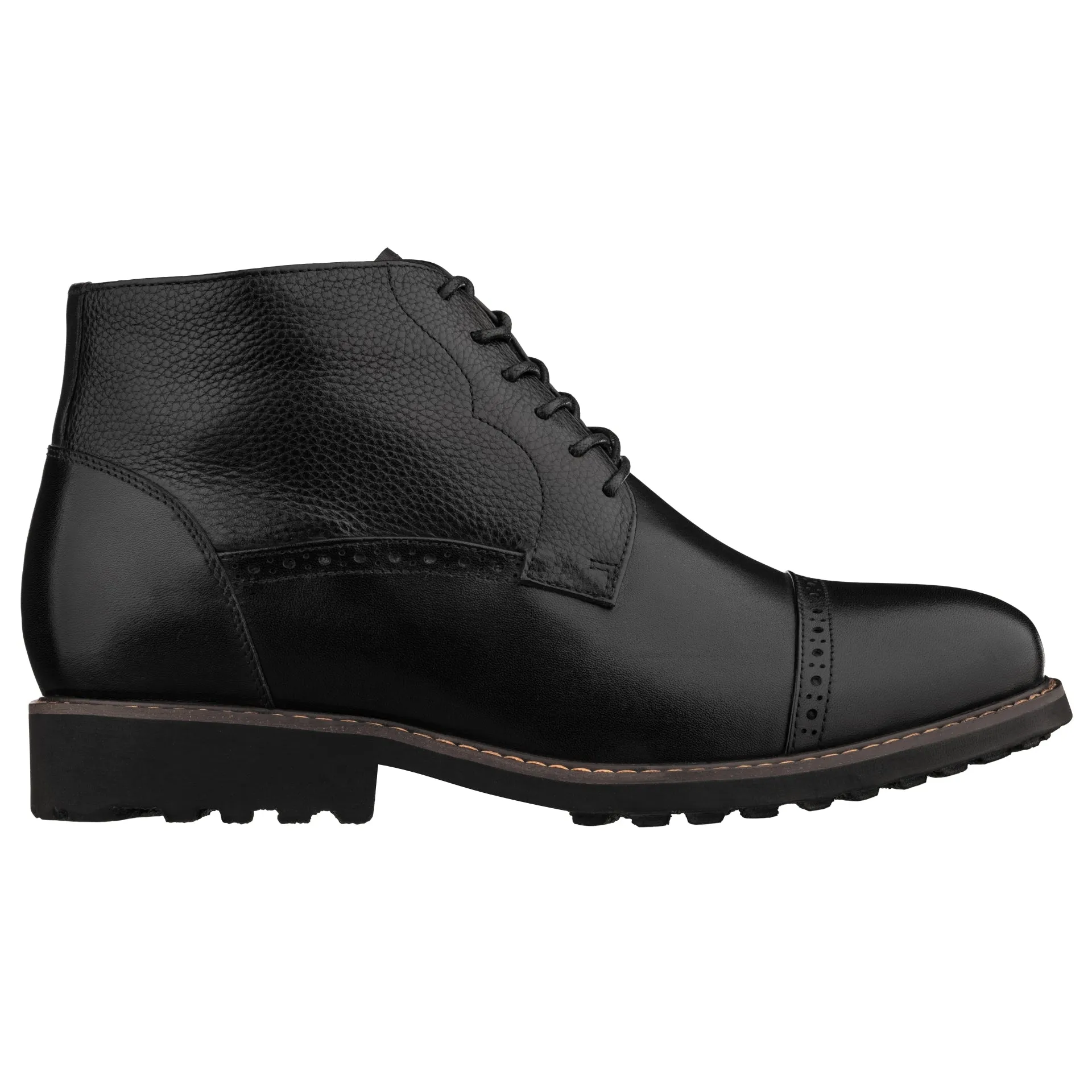 CALTO - Y41083 - 3.2 Inches Taller (Black) - Lace Up Casual Boots