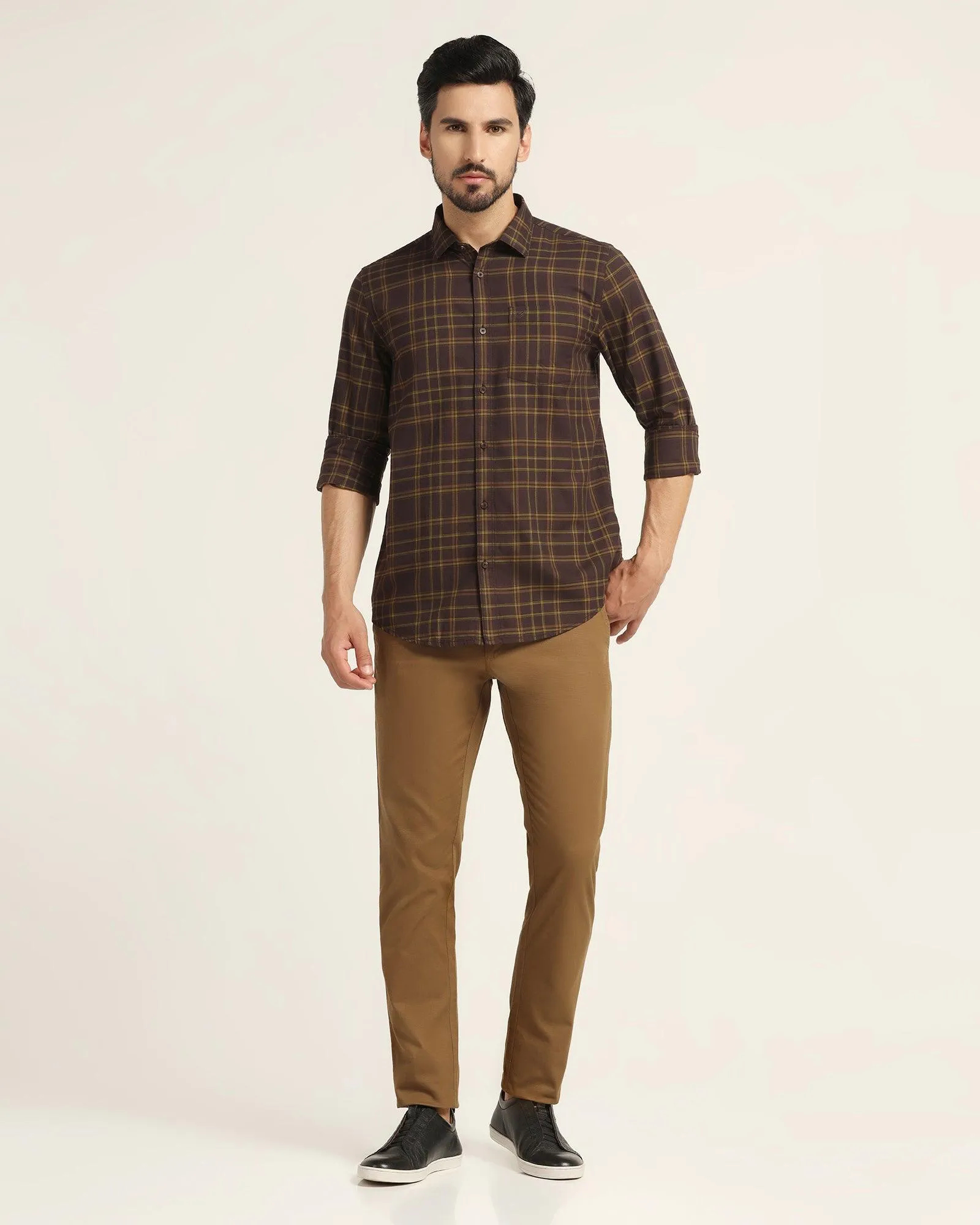 Casual Brown Check Shirt - Volta