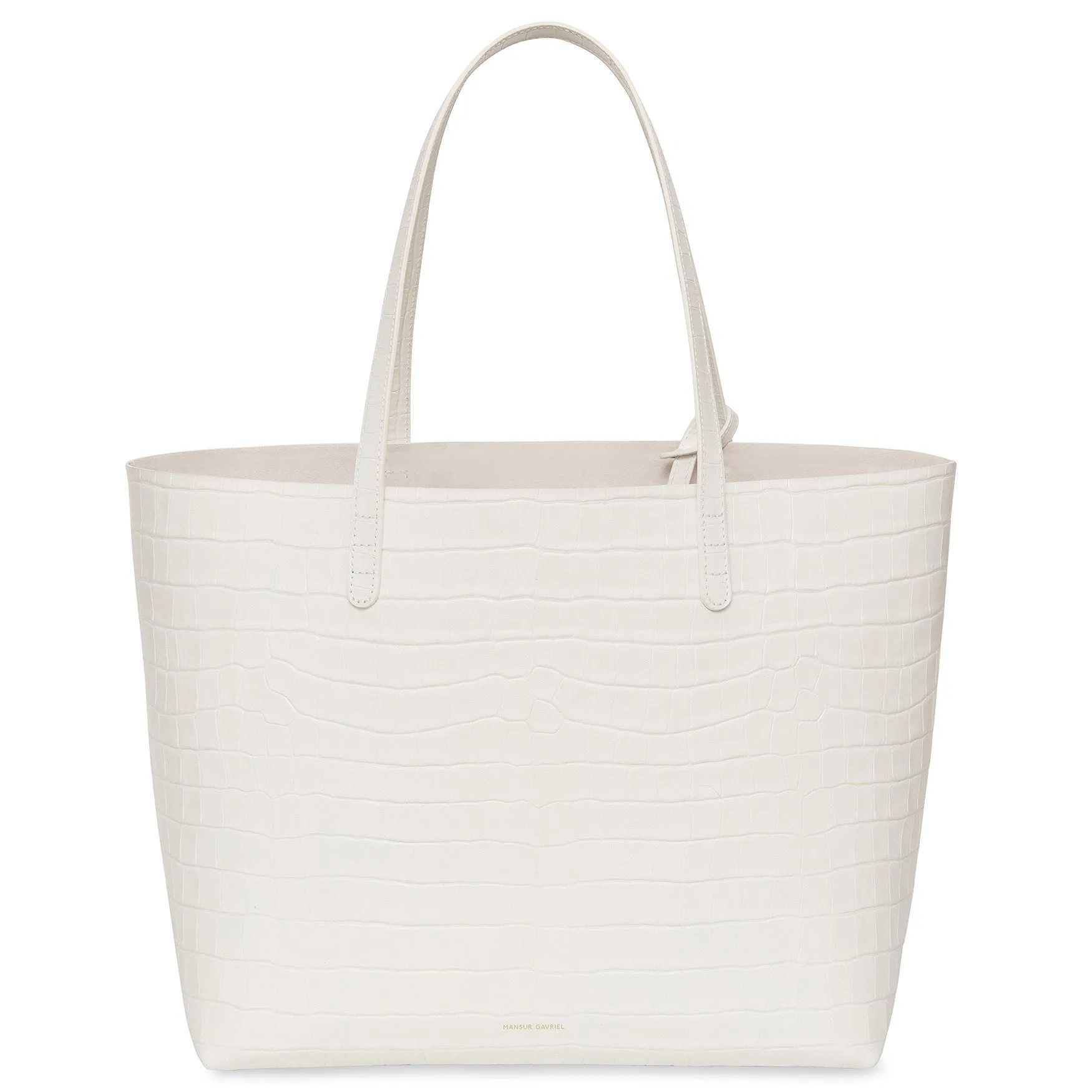 Croc Embossed Large Tote - White