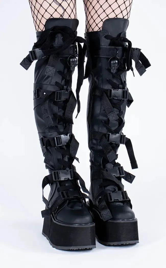 DAMNED-325 Black Vegan Leather Over-The-Knee Boots (AU Stock)