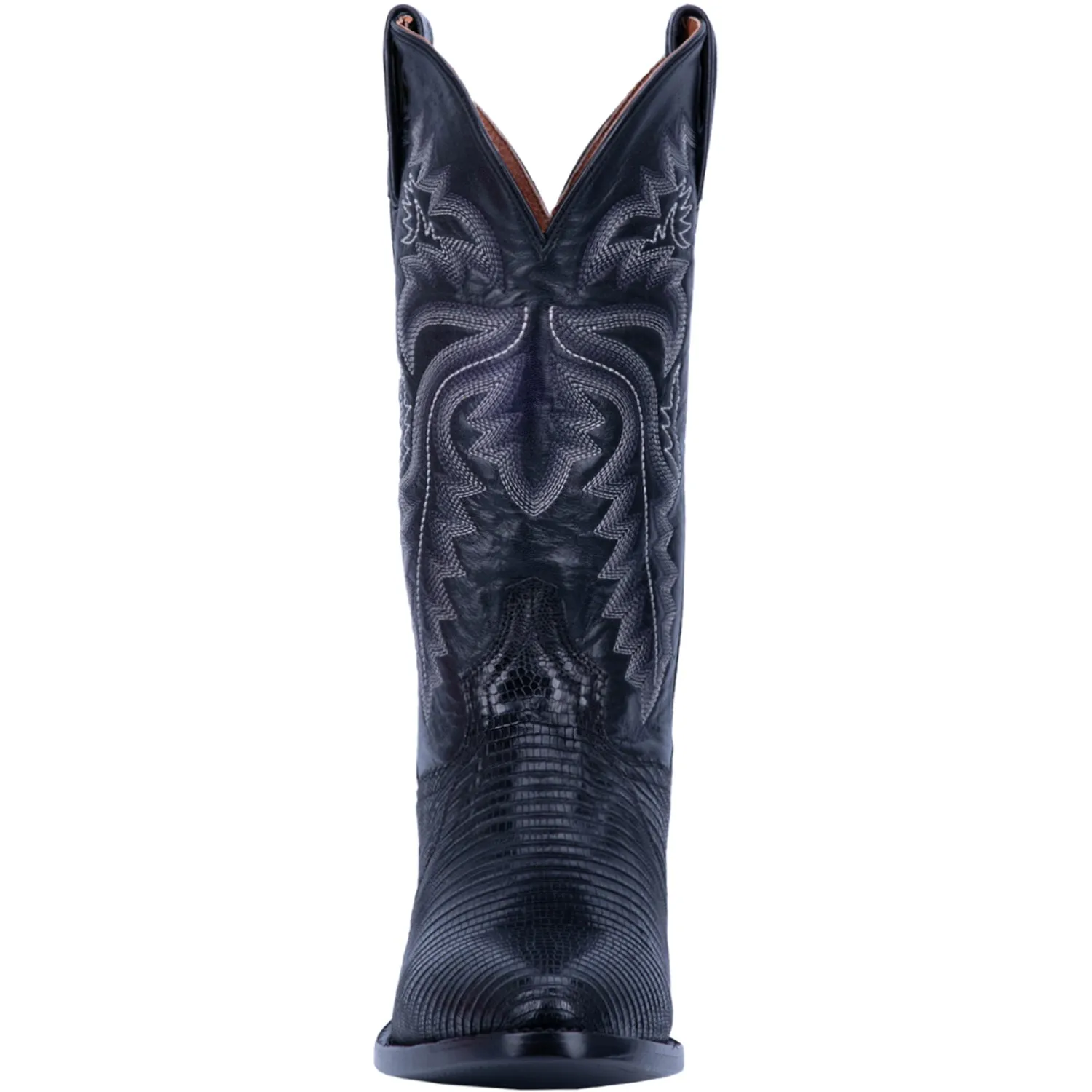 Dan Post Mens Black Cowboy Boots Lizard Skin R Toe