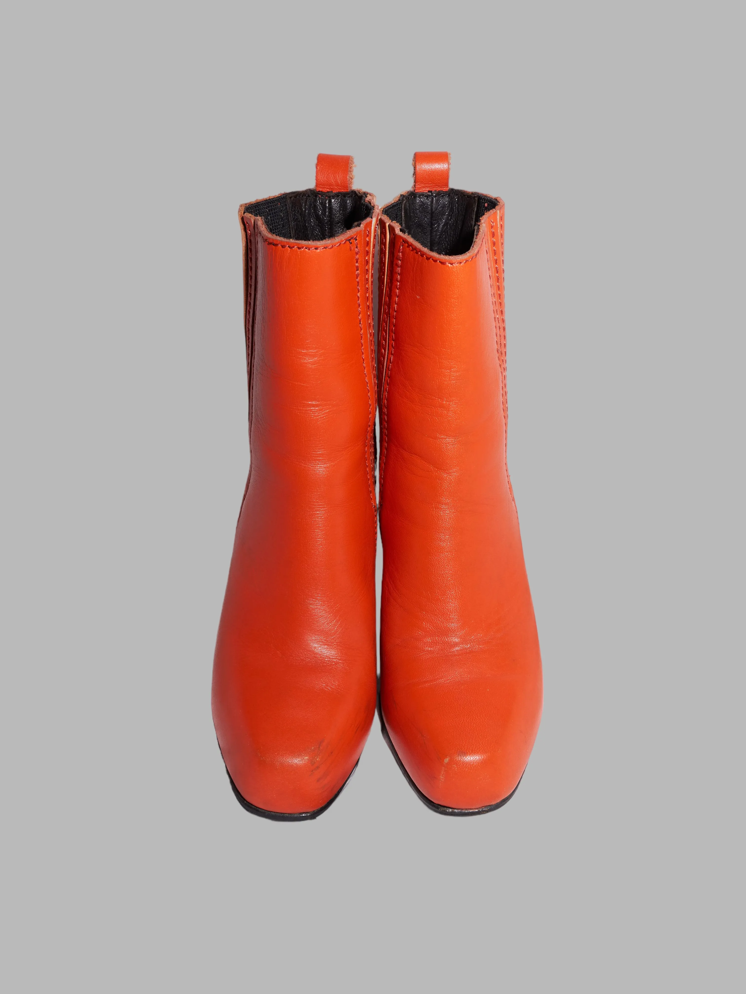 Dirk Bikkembergs 1990s orange leather steel heel cutout high heel boots - UK 4