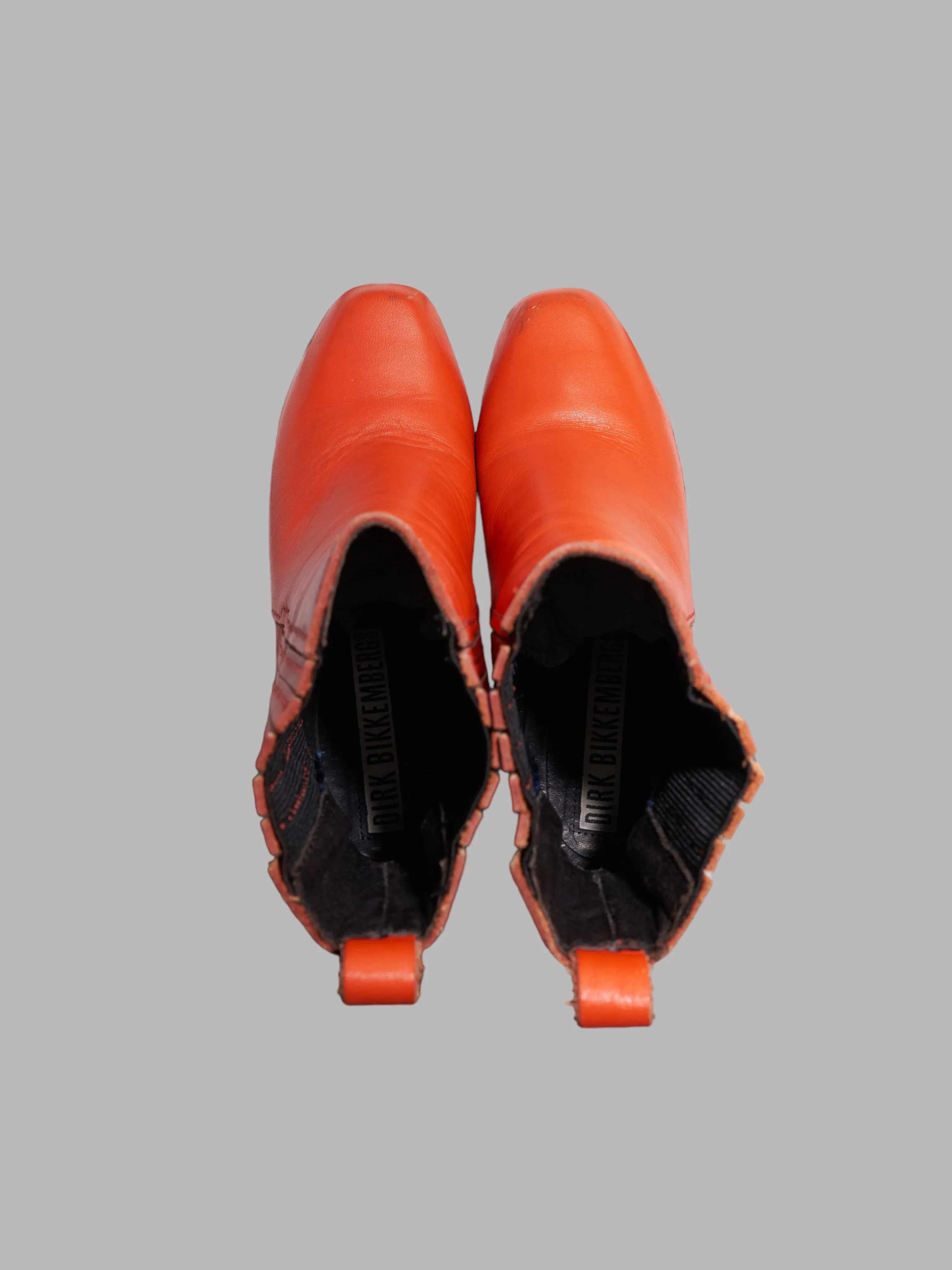 Dirk Bikkembergs 1990s orange leather steel heel cutout high heel boots - UK 4