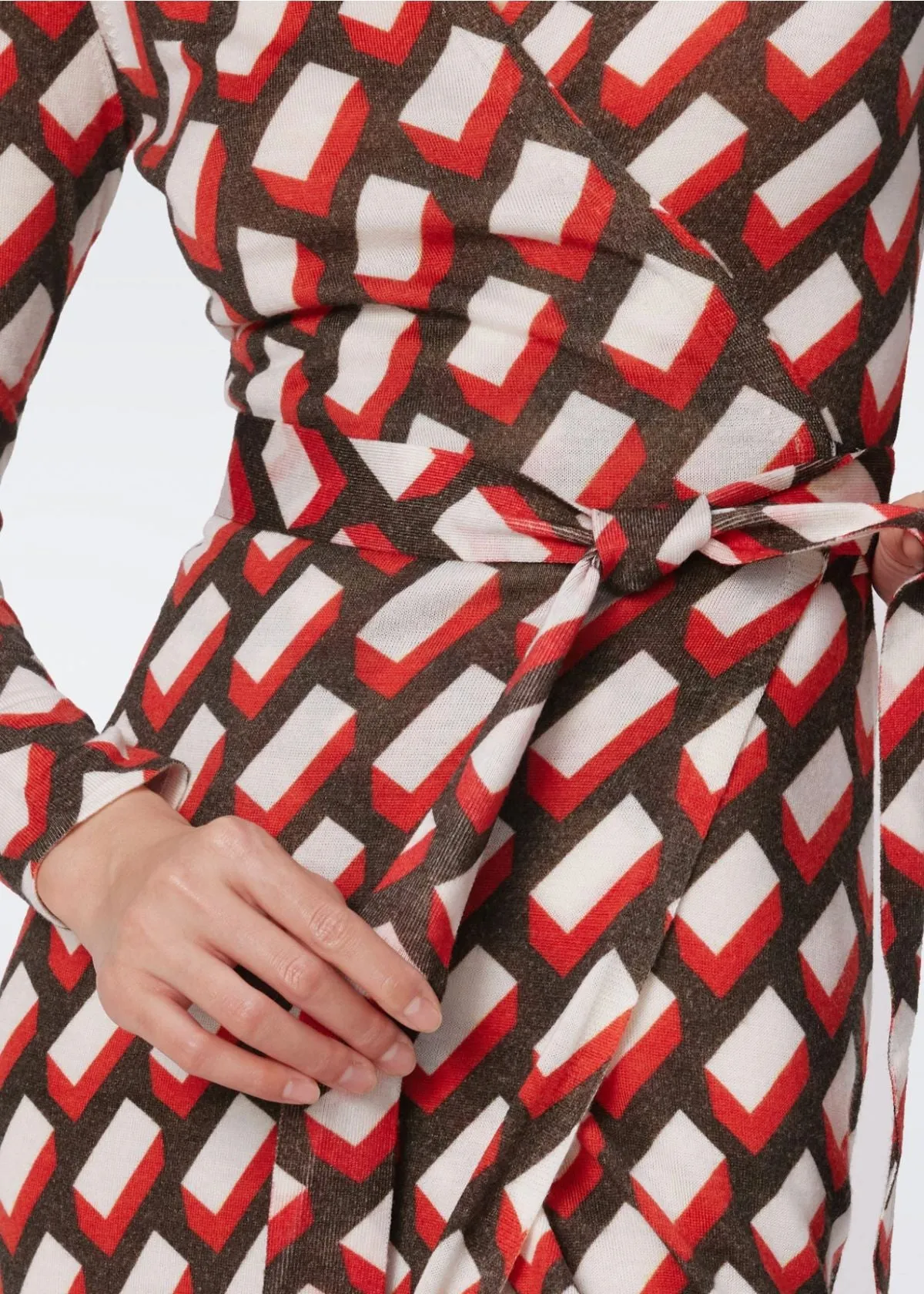 DVF Luella Wool Wrap Dress - Blocks Red