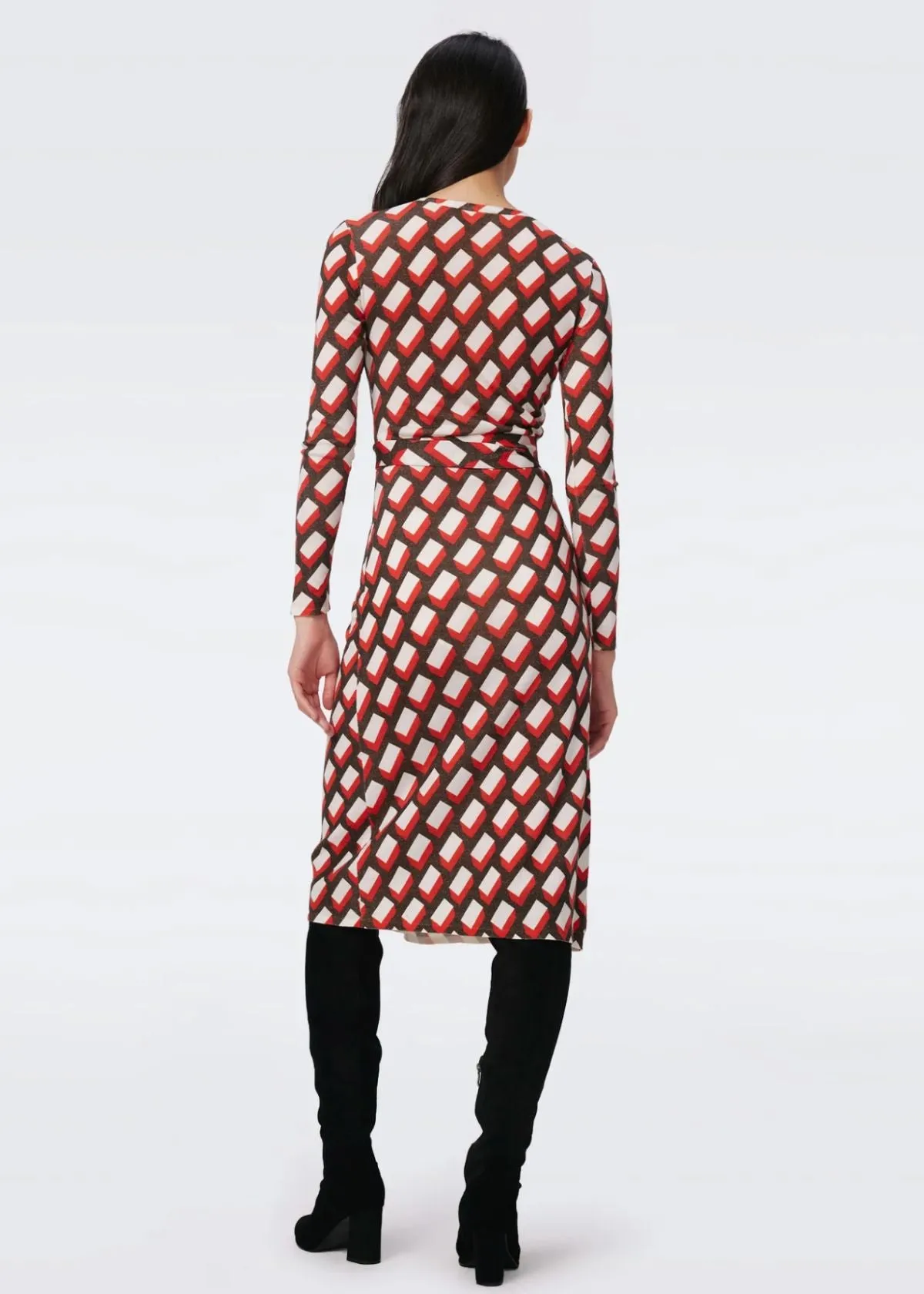 DVF Luella Wool Wrap Dress - Blocks Red