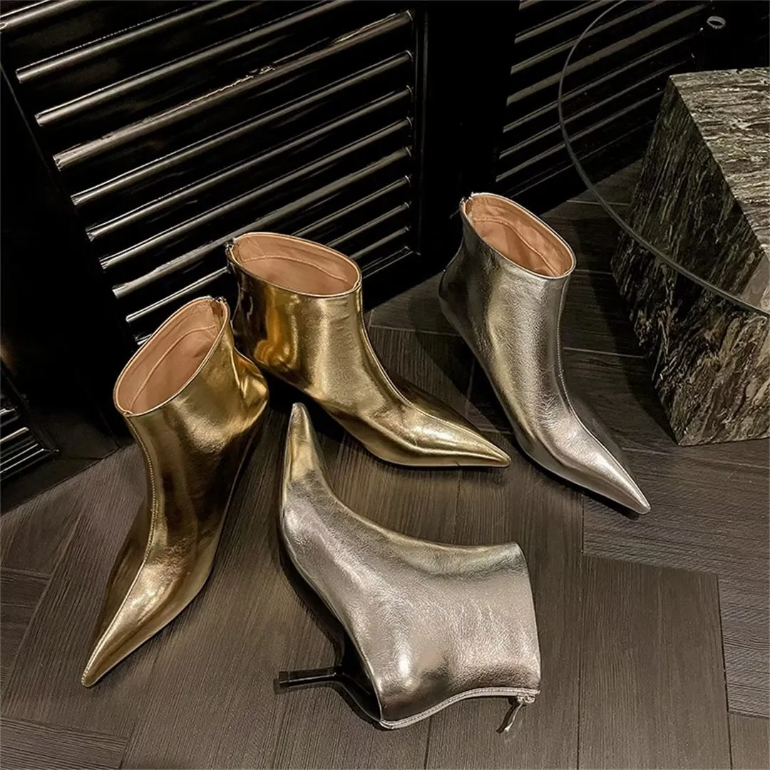 ElegantLeather Chic Pointed Toe Thin Heel Boots