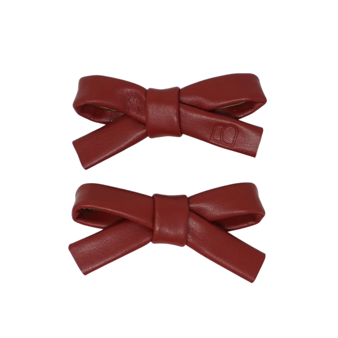 Embossed Leather Mini Bow Clip Set