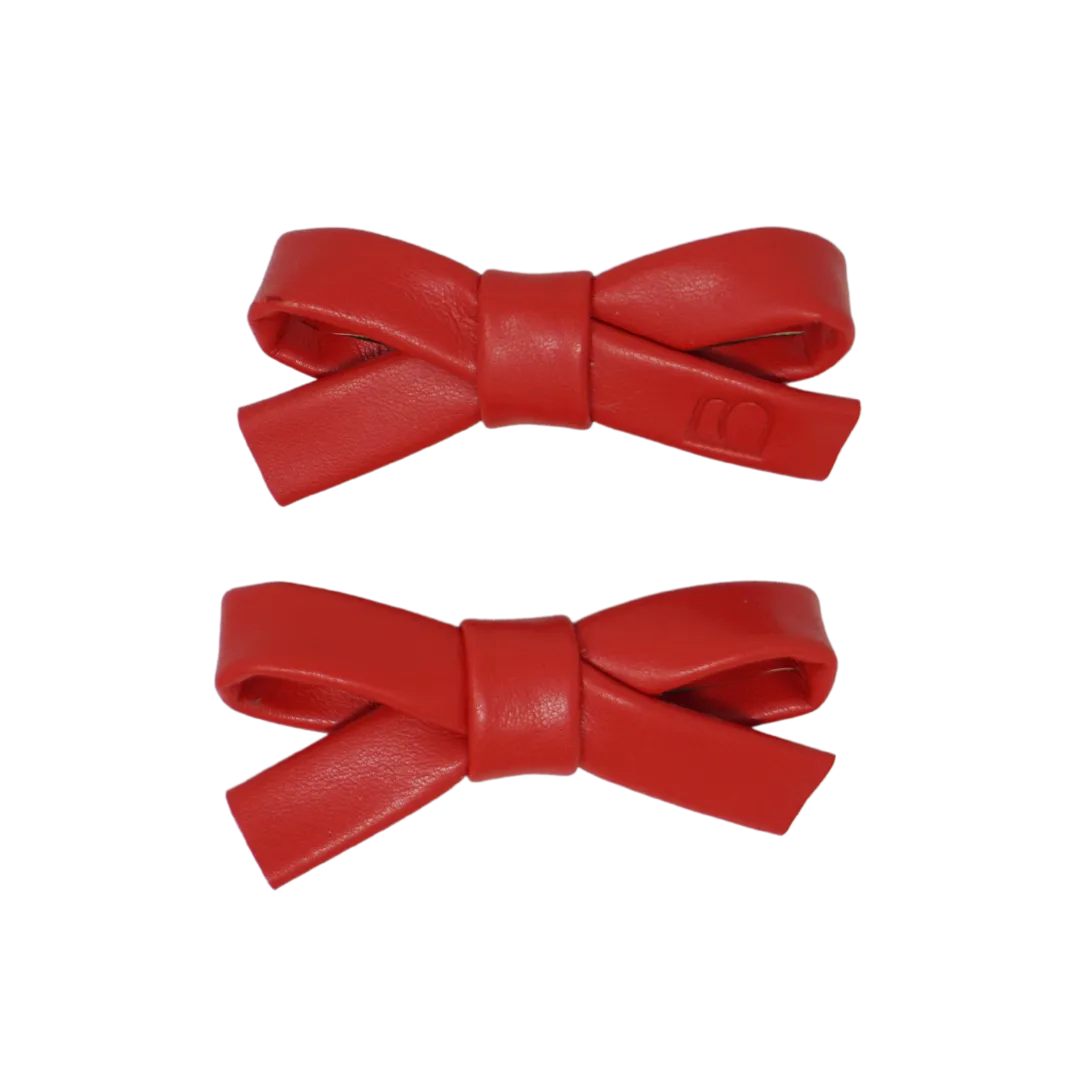 Embossed Leather Mini Bow Clip Set