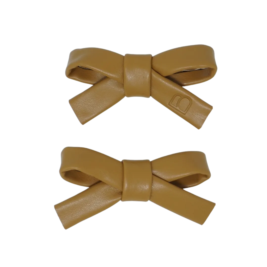 Embossed Leather Mini Bow Clip Set