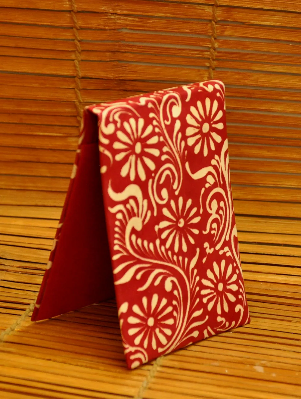 Embossed Leather - Paper Holder, Red Oriental