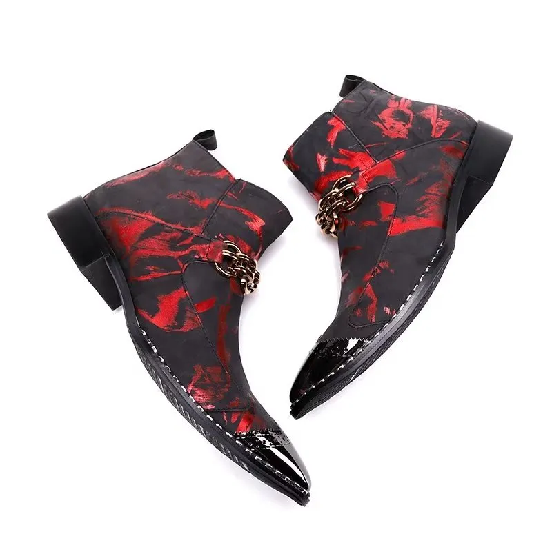 ExoticaLux Elegant Embossed Leather Dress Boots