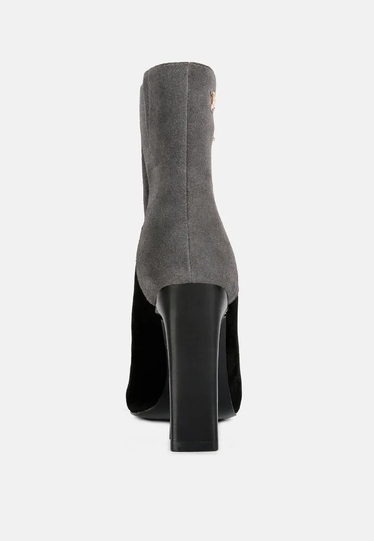 EZRA Black Patchwork Suede Ankle Boots