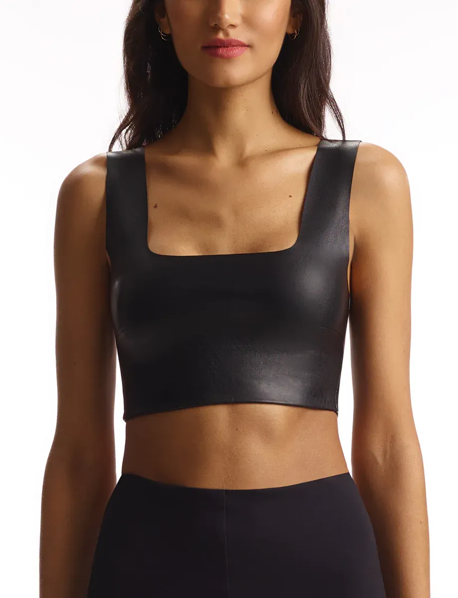 Faux Leather Crop | Black