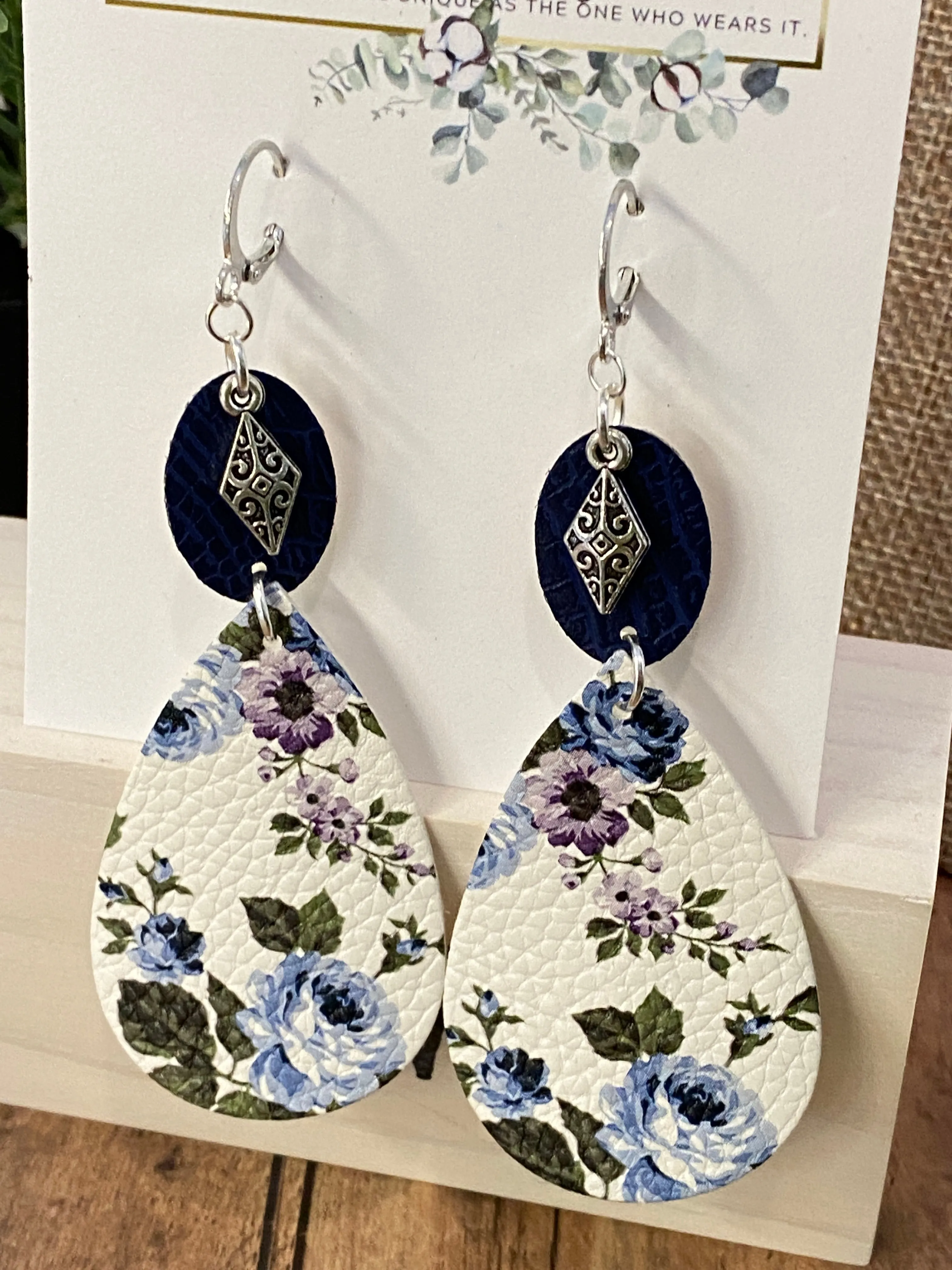 FAUX Leather Floral Earrings (EA0064)