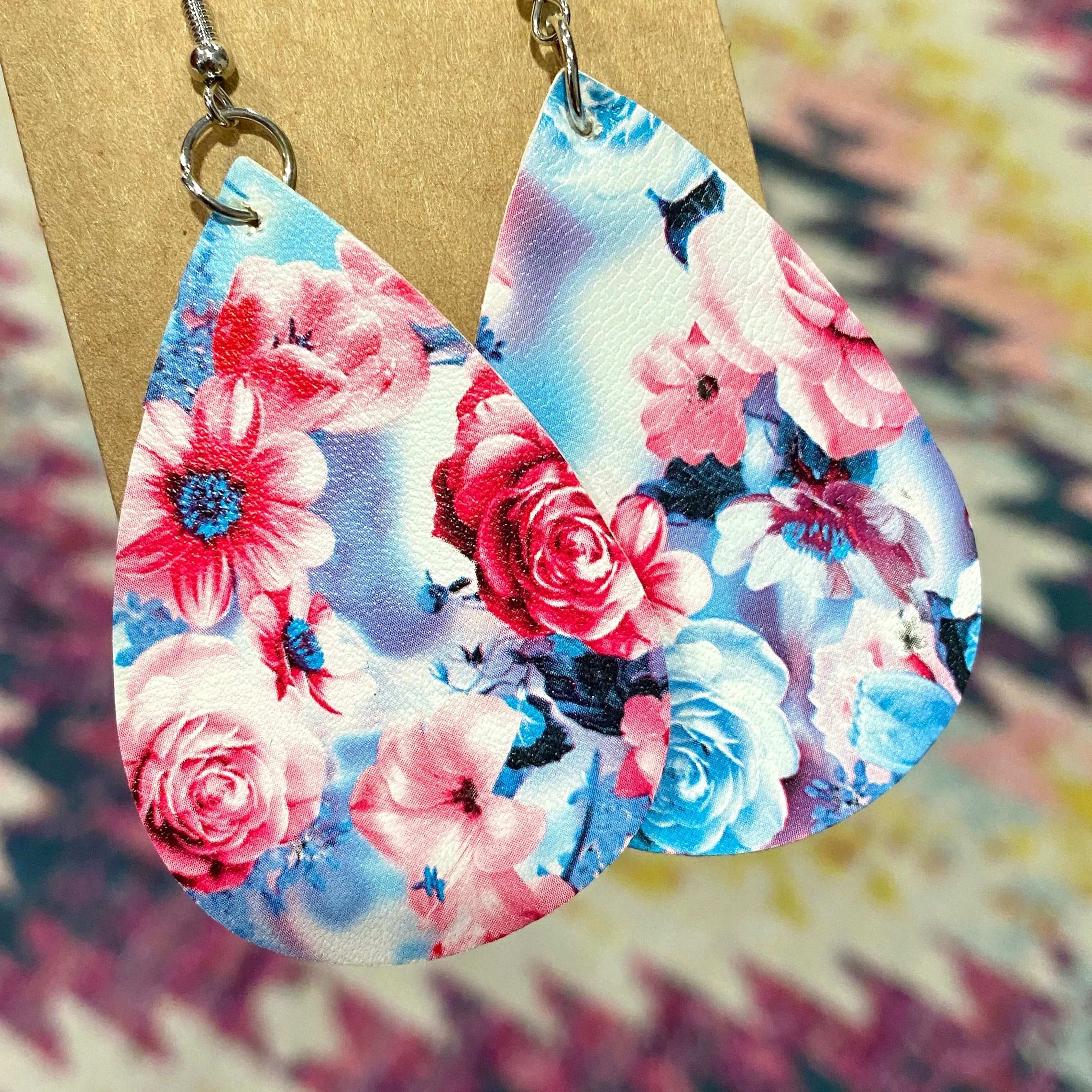 Floral Leather Drop Earrings