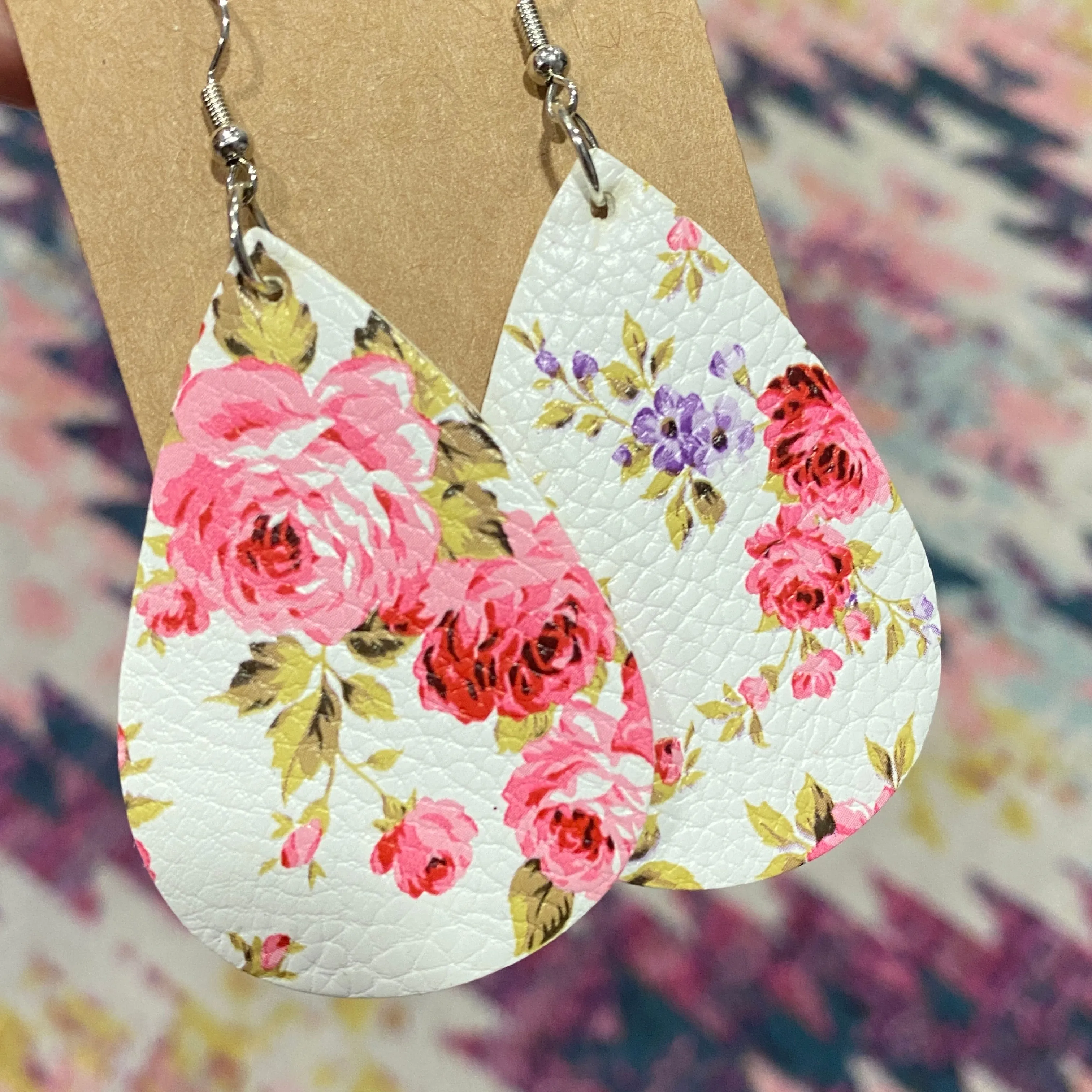 Floral Leather Drop Earrings