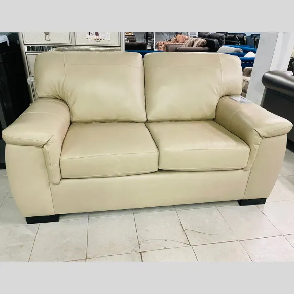 Genuine Leather Loveseat in Beige (Floor Model)