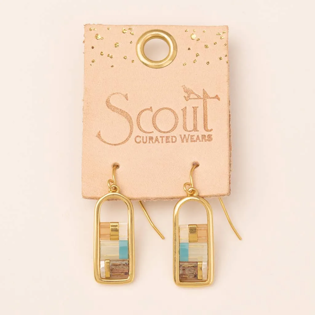 Good Karma Miyuki Frame Earring - Mint / Peach / Gold