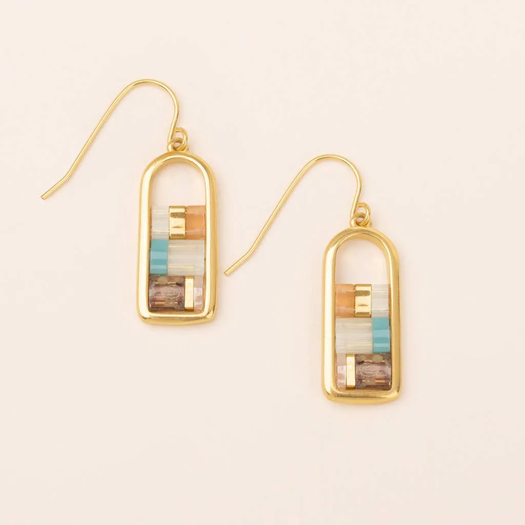 Good Karma Miyuki Frame Earring - Mint / Peach / Gold