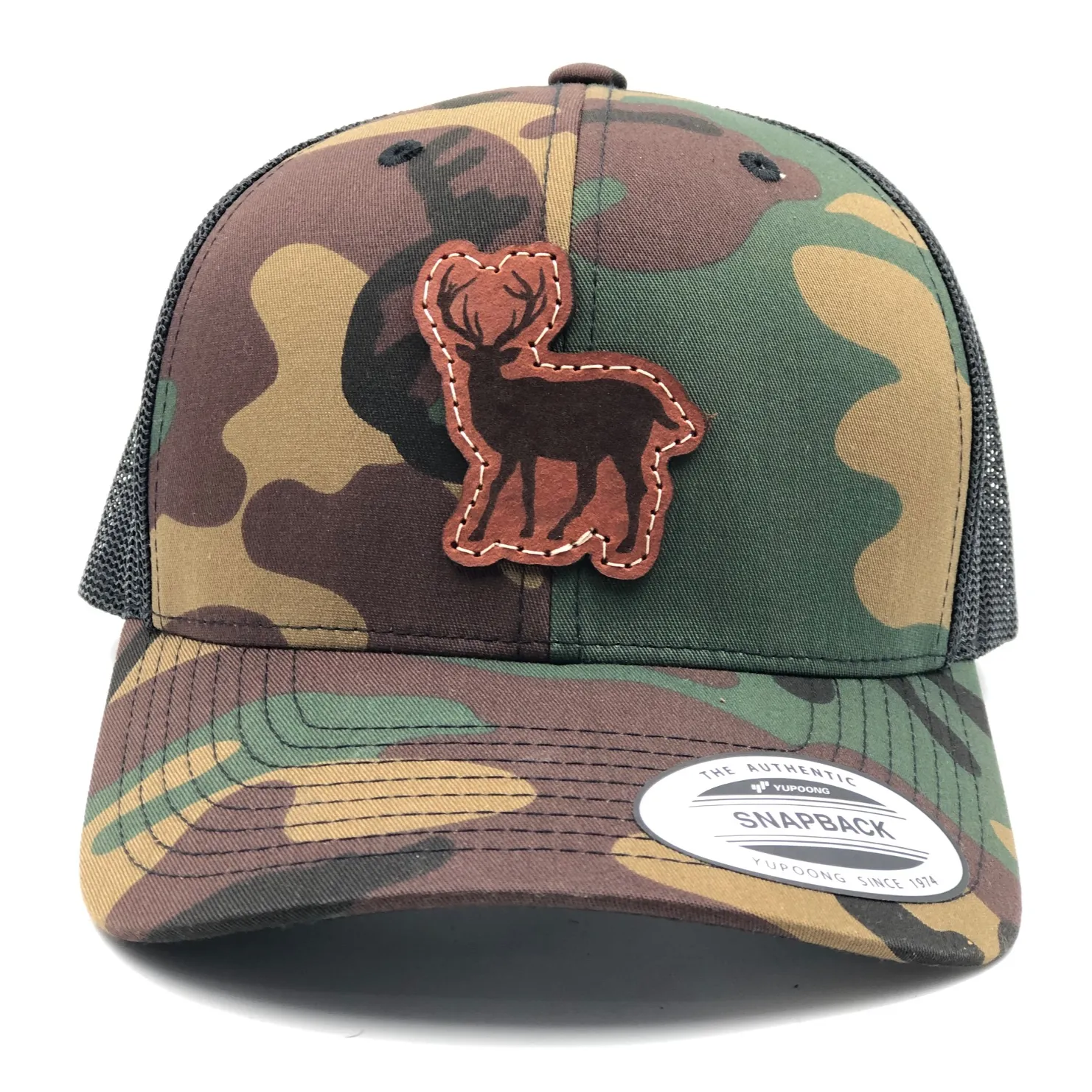 Handcrafted Unisex Leather Deer Patch Trucker Hat