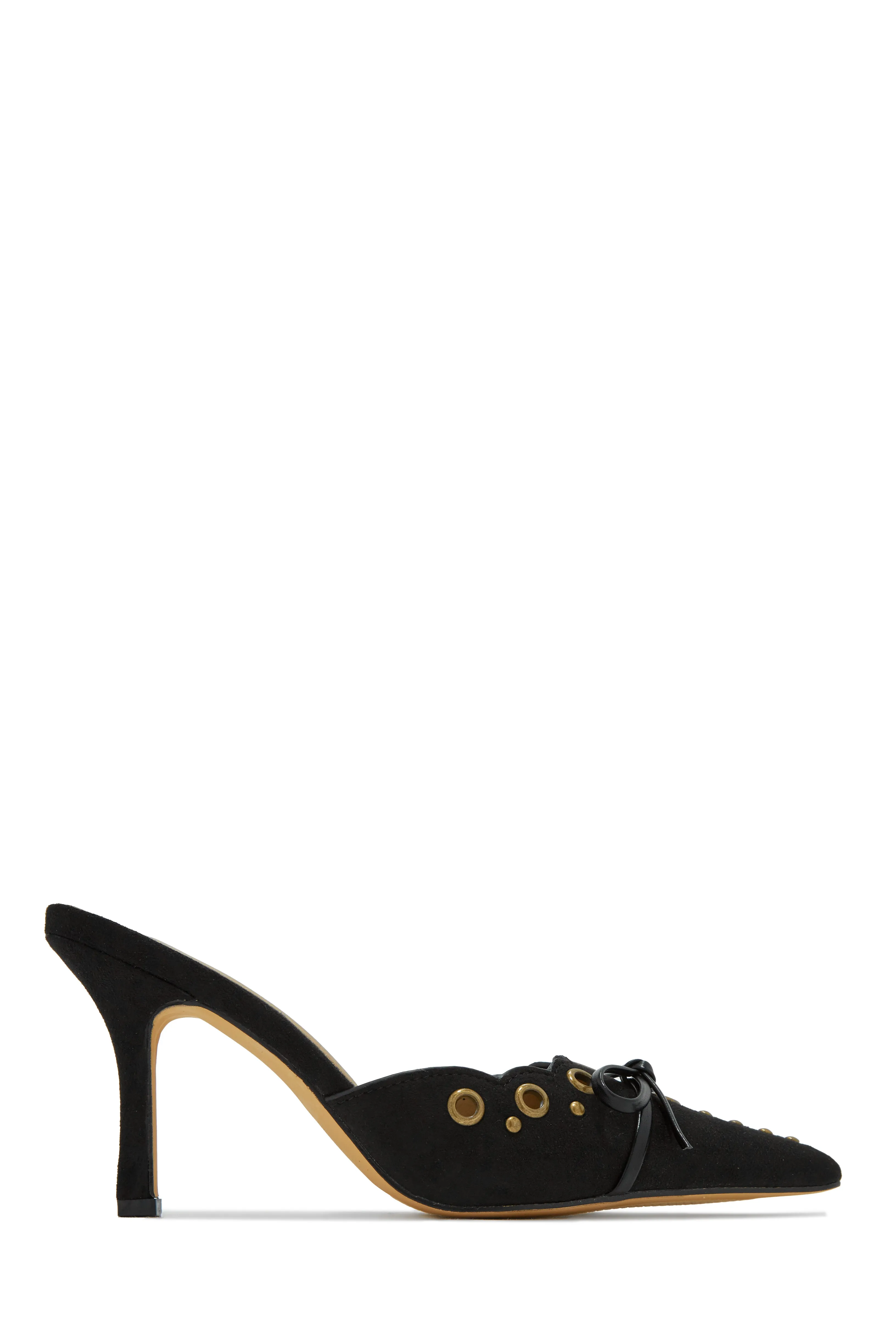 Jasmyn Mid Heel Mule Pumps - Black