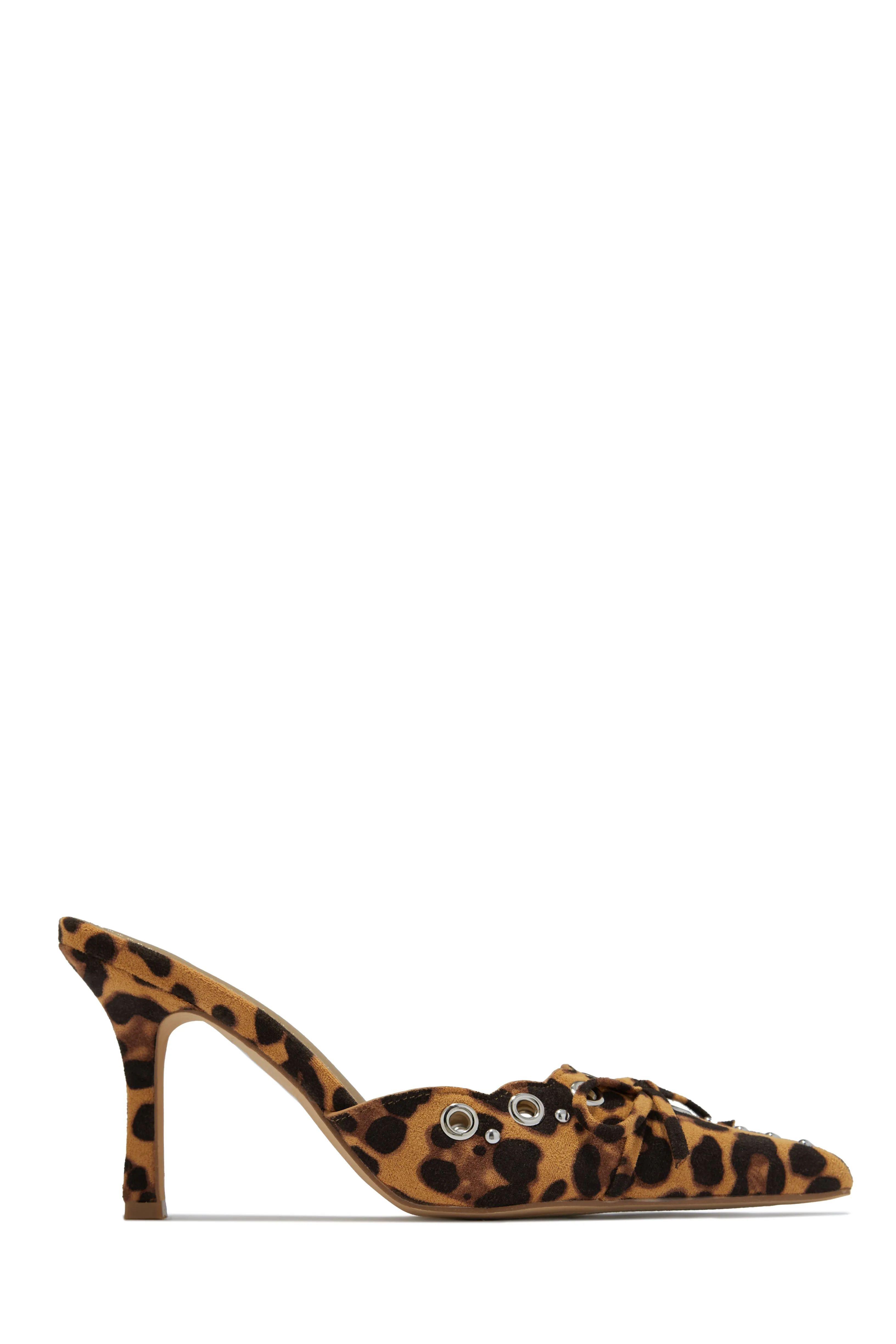 Jasmyn Mid Heel Mule Pumps - Leopard