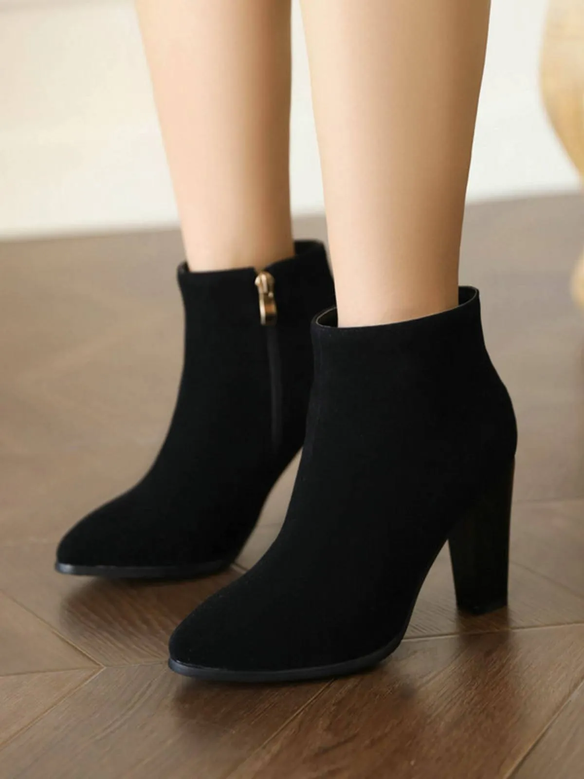 Latest Fleece Solid Color High Heel Boots