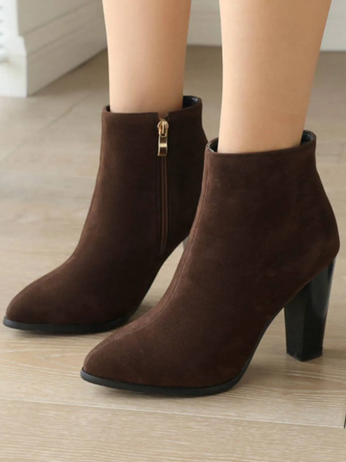 Latest Fleece Solid Color High Heel Boots