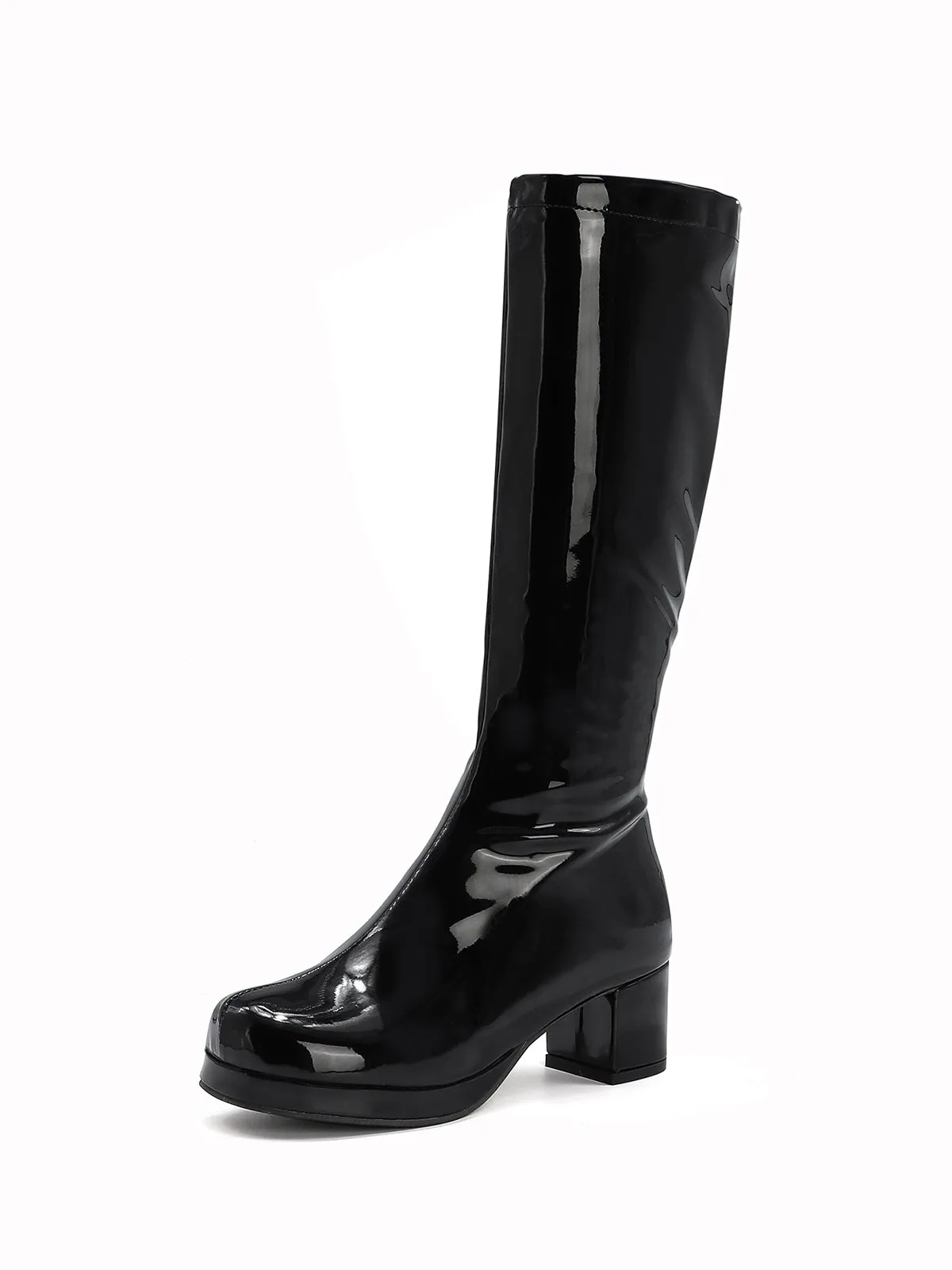 Latest Shiny Patent Leather Thigh-High Boots