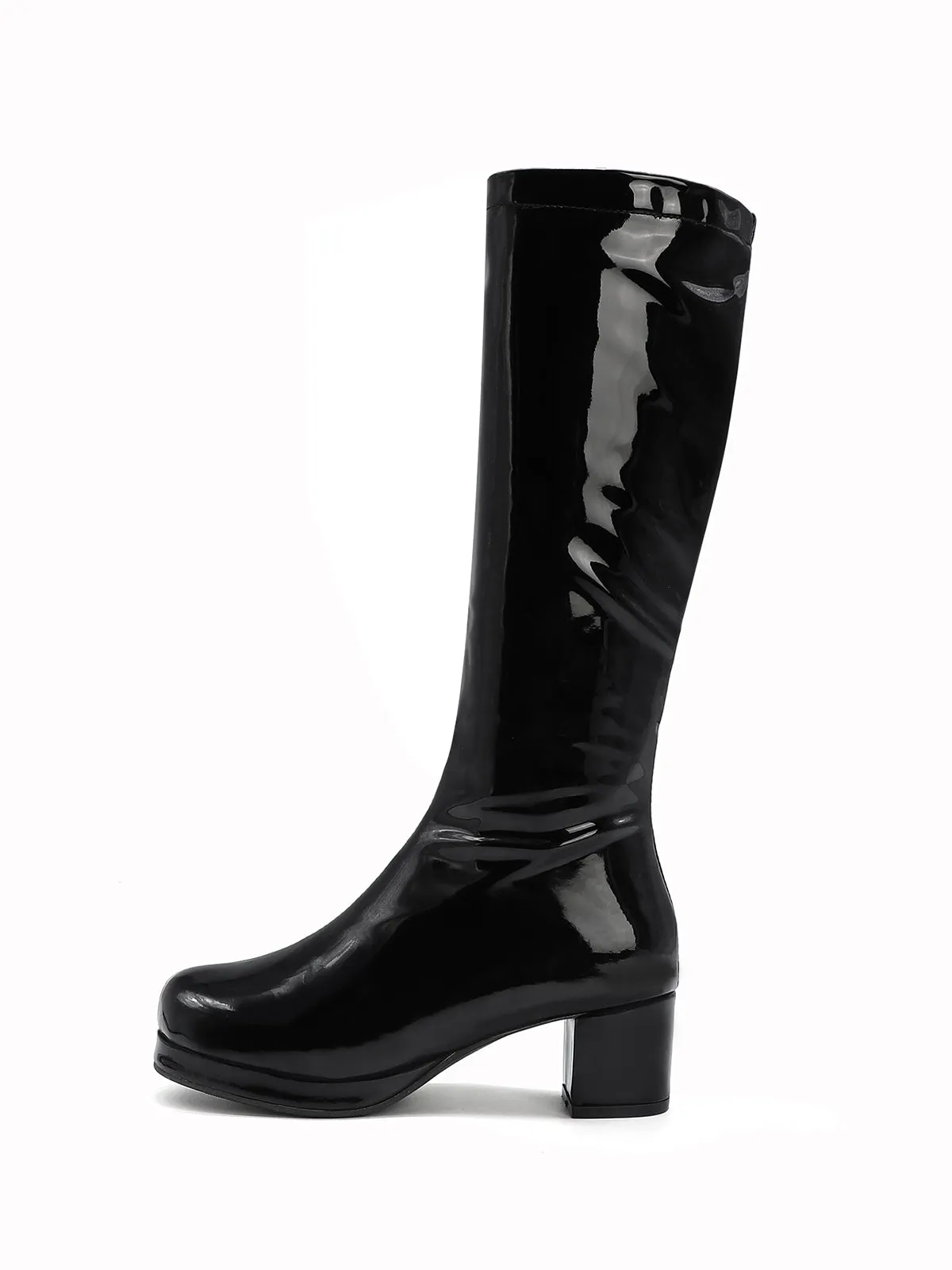 Latest Shiny Patent Leather Thigh-High Boots