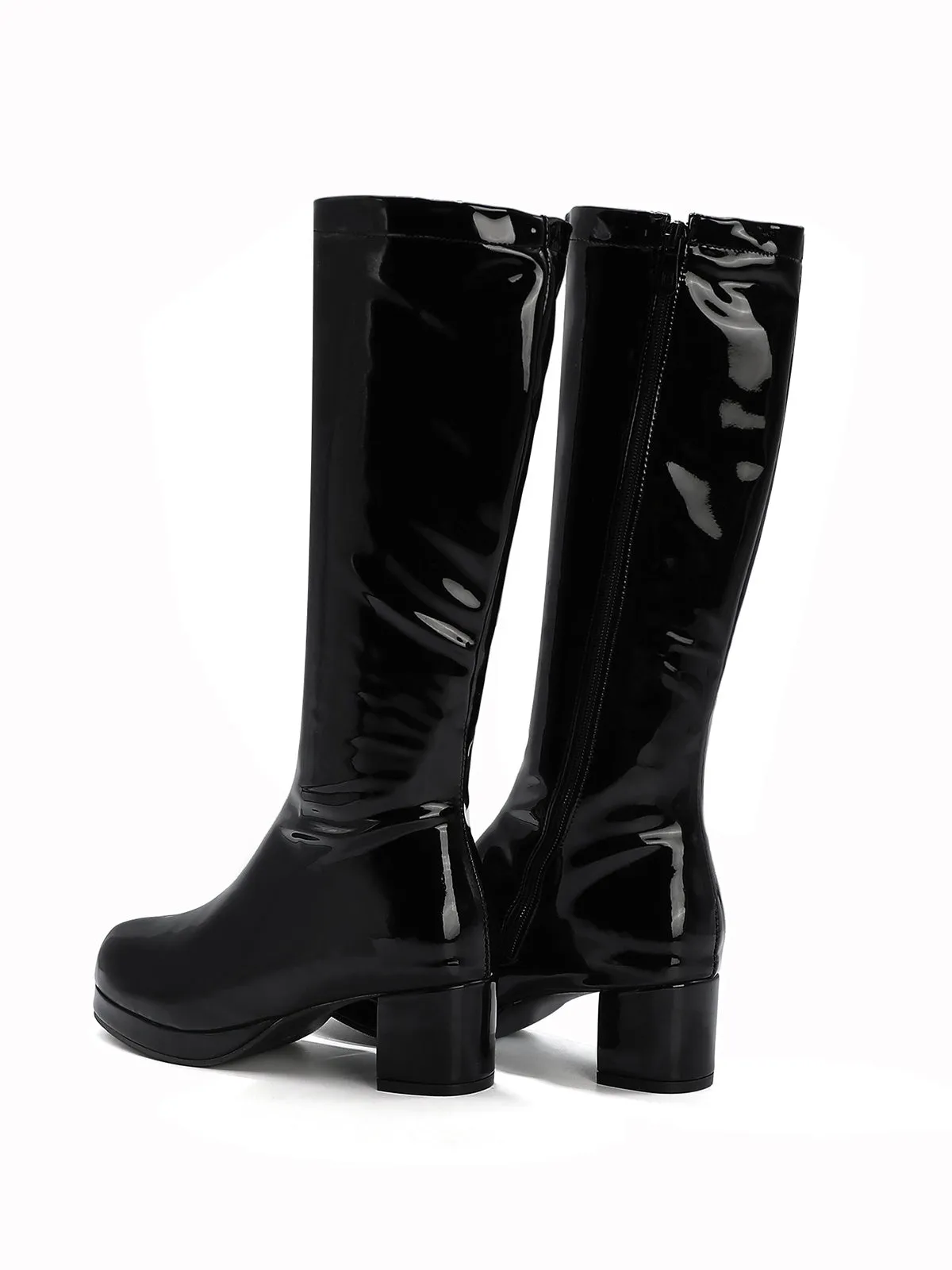 Latest Shiny Patent Leather Thigh-High Boots