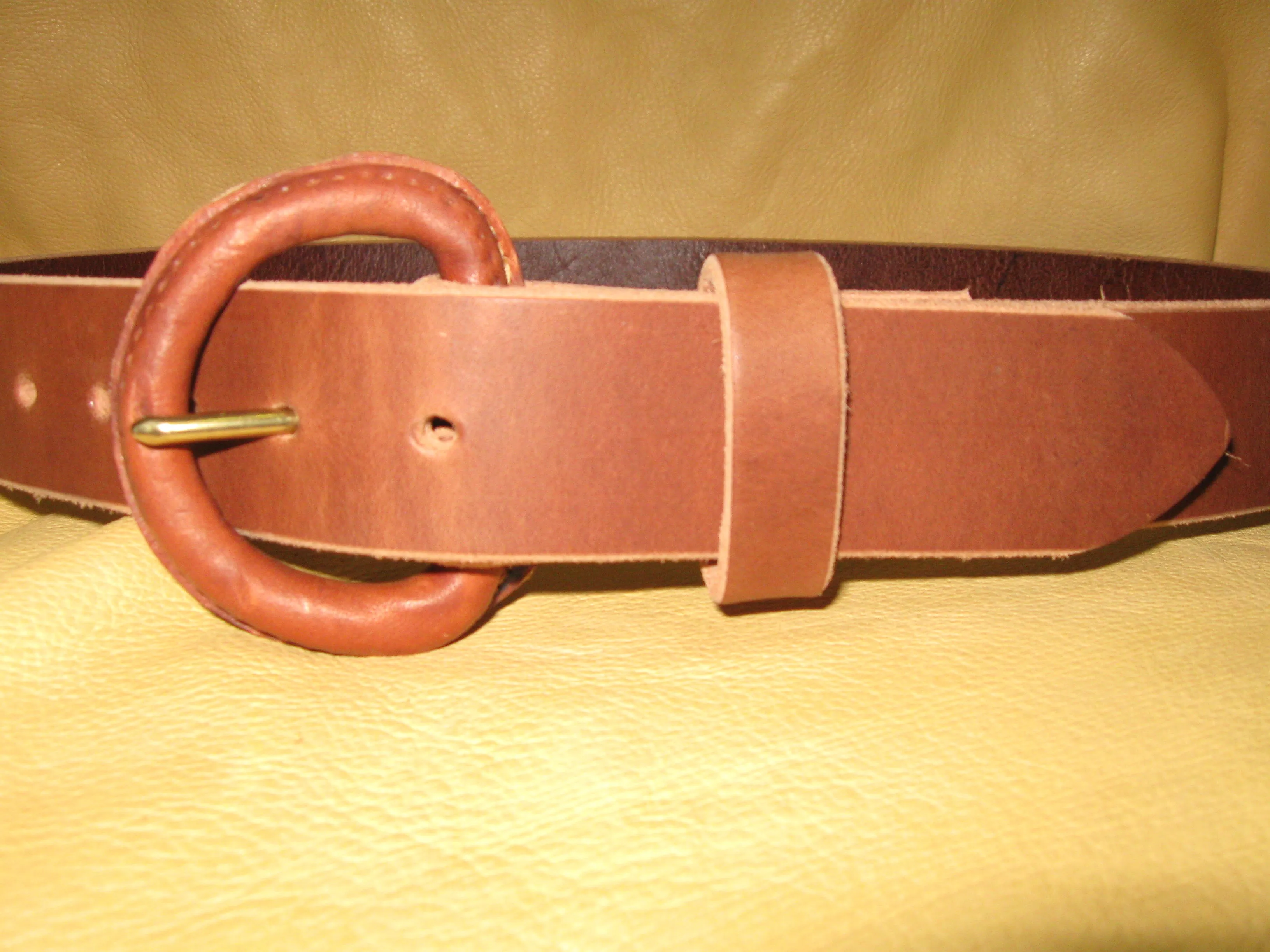 Leather-Covered Buckle Harness Leather Belt