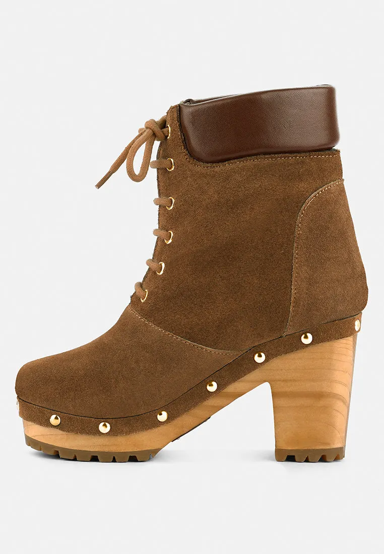 MAAYA Tan Handcrafted Collared Suede Boot