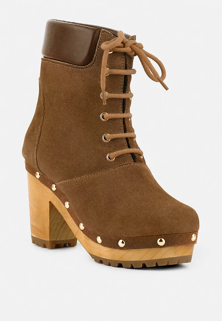 MAAYA Tan Handcrafted Collared Suede Boot