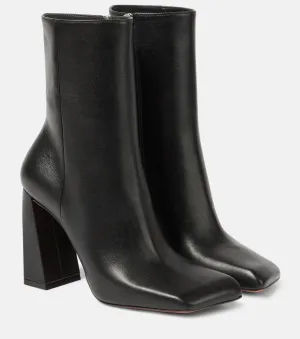 Marine 95 Amina Muaddi leather ankle boots, black