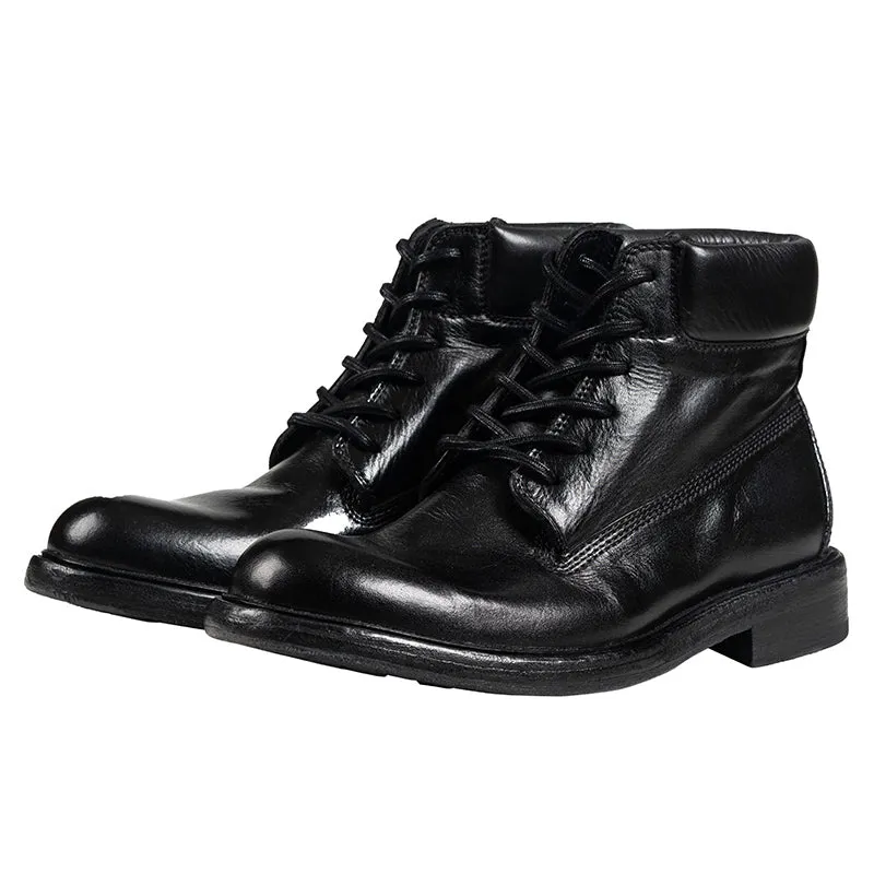 Men's Black Leather Work Boots