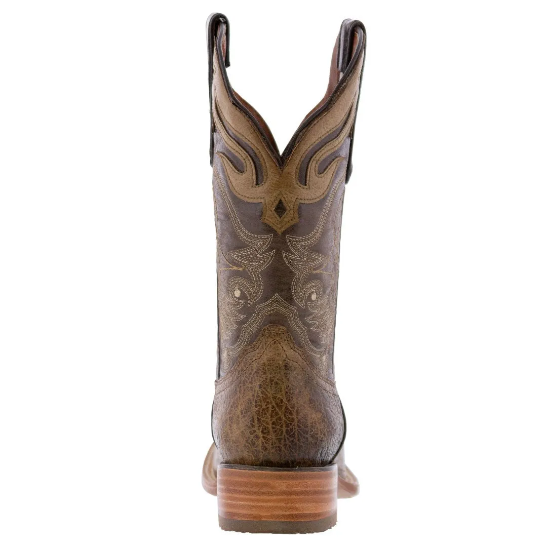 Mens Cheyenne Rustic Brown Two Tone Leather Cowboy Boots - Square Toe