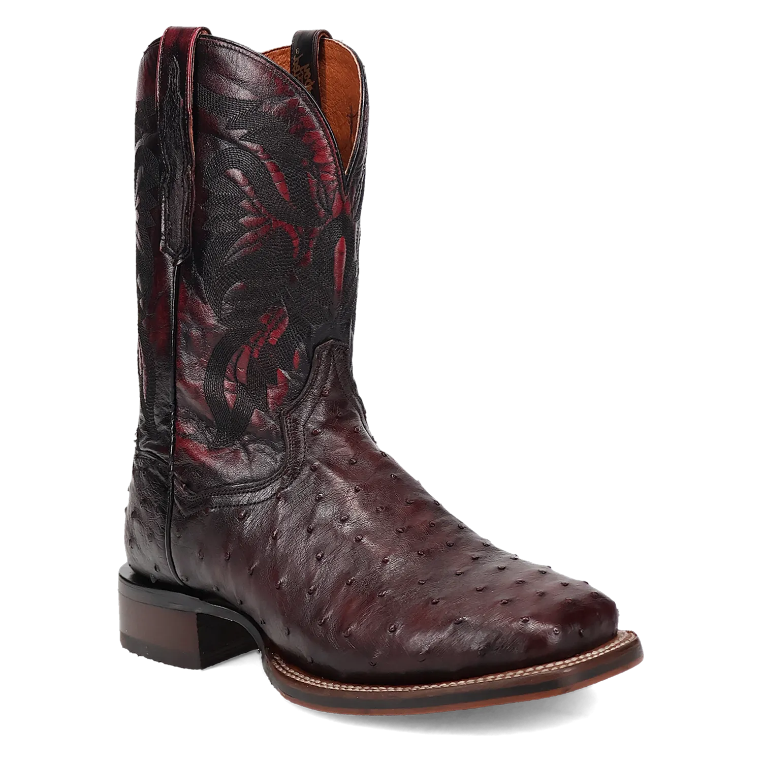 Men's Dan Post Alamosa Black Cherry Full Quill Ostrich with 11" Tops - DP5012