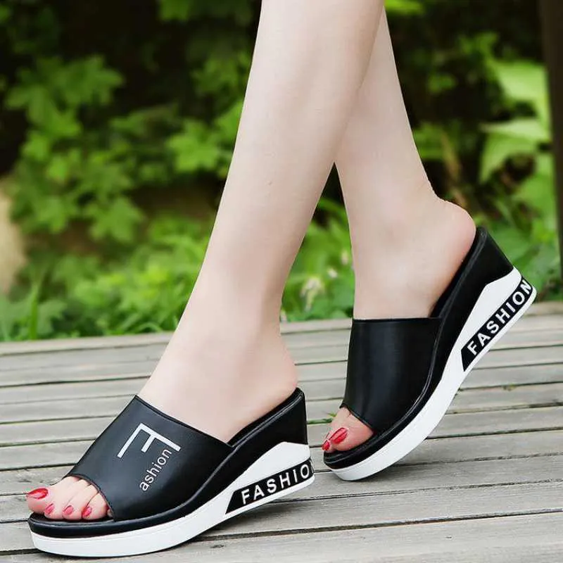 New Wedge Heel Mid-Heel Slippers Women