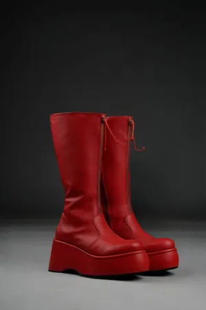 Pluto Low Platform Boots in Red